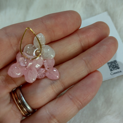 【受注生産】本物の紫陽花アナベル　ゆらゆらイヤリング／ピアス　桜ピンク 4枚目の画像