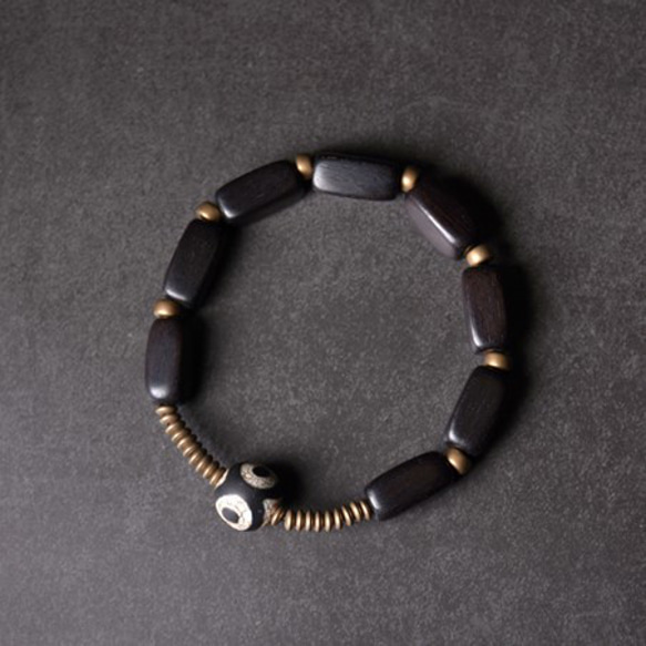 受注制作＞黒檀のブレスレット 黄銅 メンズ レーディス プレゼント  