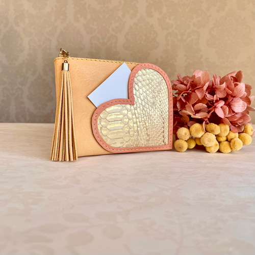 ☆再販しました☆ ミニ財布 コンパクト L字ファスナー ハート ポケット  