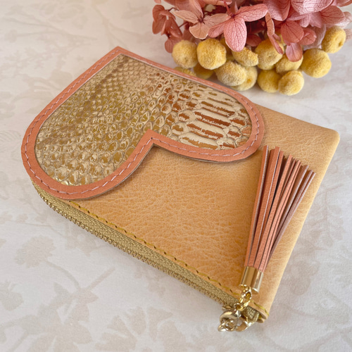 ☆再販しました☆ ミニ財布 コンパクト L字ファスナー ハート ポケット  