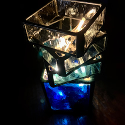 ステンドグラスのスクエア花瓶(ブルー)【受注制作】 3枚目の画像