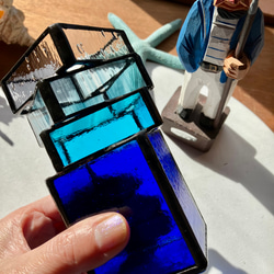 ステンドグラスのスクエア花瓶(ブルー)【受注制作】 7枚目の画像