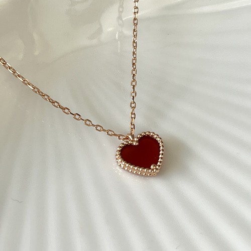ご注文品】真っ赤なハートのネックレス カーネリアンPG ネックレス