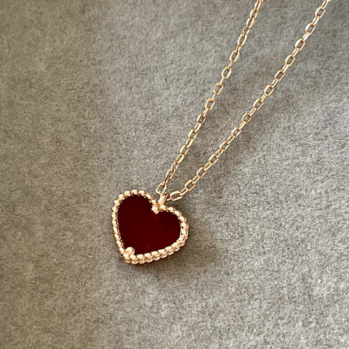 ご注文品】真っ赤なハートのネックレス カーネリアンPG ネックレス