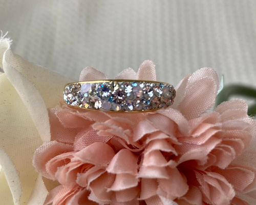 キラキラグルーデコのスワロフスキーパヴェリング 指輪・リング るみみ