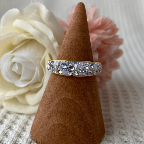 キラキラグルーデコのスワロフスキーパヴェリング 指輪・リング るみみ