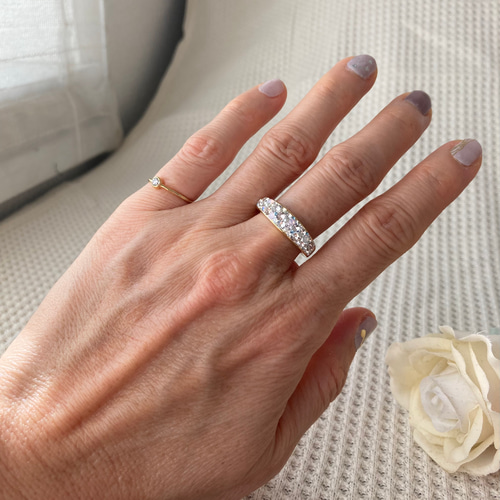 キラキラグルーデコのスワロフスキーパヴェリング 指輪・リング るみみ