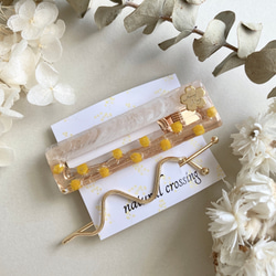 ☆*:.。. ヘアクリップ ♡ ミモザ .。.:*☆ SALE】ミモザの水玉ヘアアクセサリーセット ヘアクリップ・バナナ