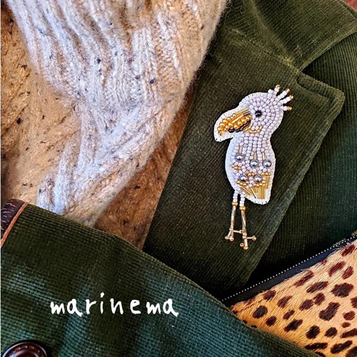 手作りキットハシビロコウさんのビーズ刺繍ブローチ キット まり
