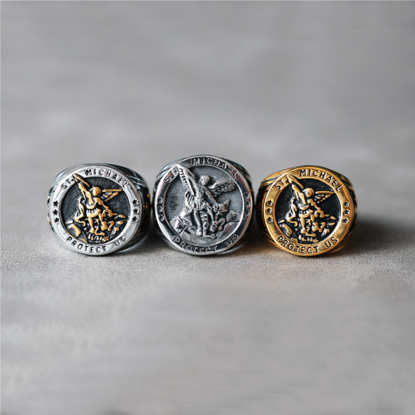 ミカエル シグネットリング 印台リング カレッジリング ゴールド