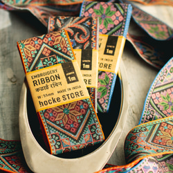 インド ジャガードリボン 織りリボン  刺繍リボン ゴブラン EMBROIDERY RIBBON 【55mm幅×1m】 1枚目の画像