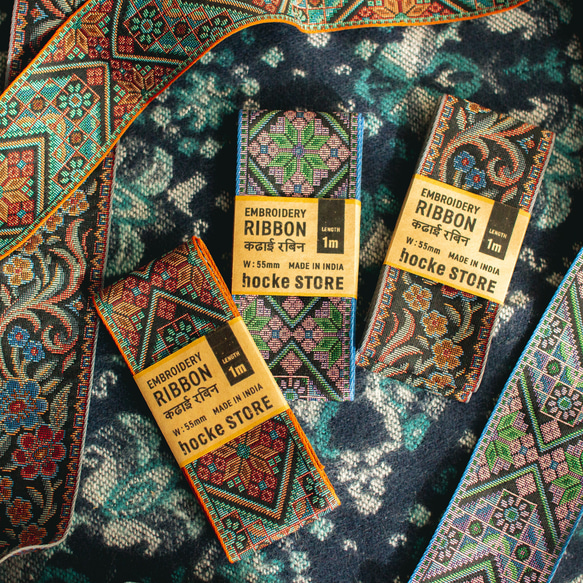 インド ジャガードリボン 織りリボン  刺繍リボン ゴブラン EMBROIDERY RIBBON 【55mm幅×1m】 4枚目の画像