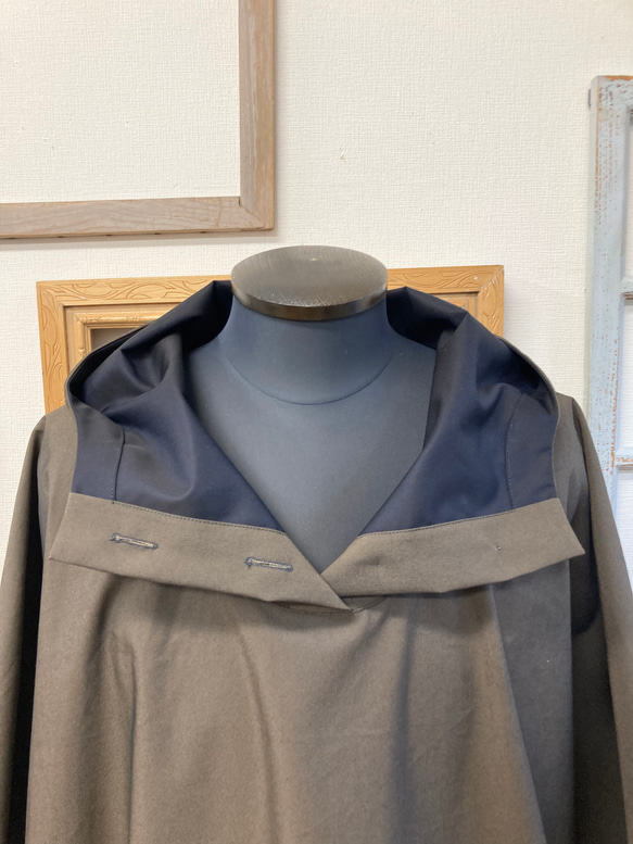セール価格★オシャレキャンプ❤️男女兼用ポンチョジャケット　茶色（メンズL〜2L、レディースL L〜3 L） 12枚目の画像