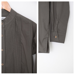 Pintuck band collar shirt / charcoal 4枚目の画像