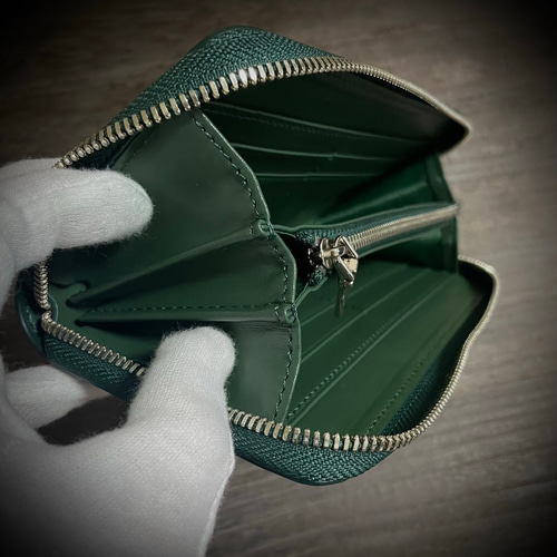クロコダイル ワイルド 長財布 背部 一枚革 本物証明付 グリーン 緑 本
