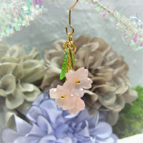 さくら チャーム 加工パーツ ピアス イヤリングパーツ 桜 ピンク
