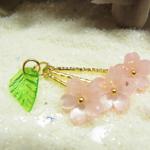 さくら チャーム 加工パーツ ピアス イヤリングパーツ 桜 ピンク