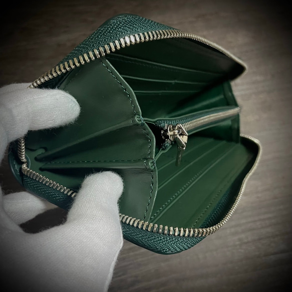 クロコダイル ワイルド 長財布 背部 一枚革 本物証明付 グリーン 緑 本革 ワニ革 背ワニ 8枚目の画像