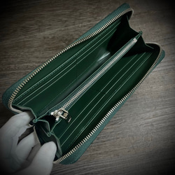 クロコダイル ワイルド 長財布 背部 一枚革 本物証明付 グリーン 緑 本革 ワニ革 背ワニ 6枚目の画像
