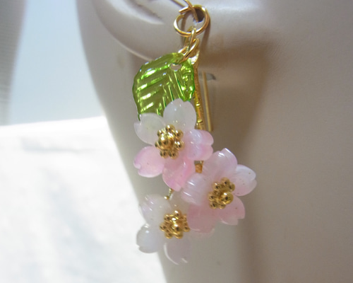 高級ブランド さくら チャーム 桜 イヤリングパーツ ピアス 加工パーツ ピアス