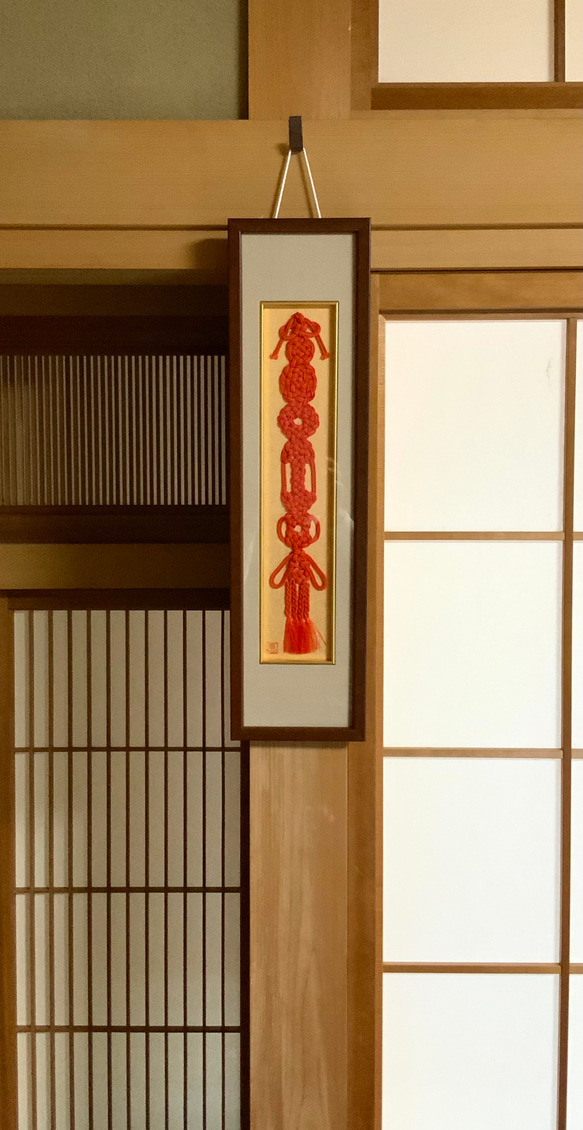 修多羅結び額　短冊　紫＆からし色 