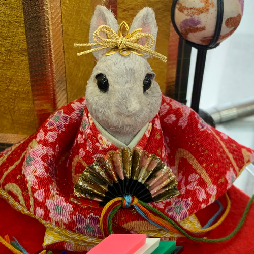小手毬　雛人形　ウサギ 雛人形手作りキット・つまみ細工で作る 円満わっか雛（うさぎ