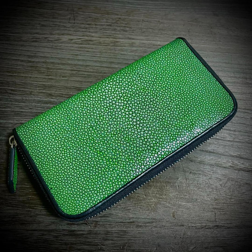スティングレー 長財布 ポリッシュ加工 ウォレット グリーン  