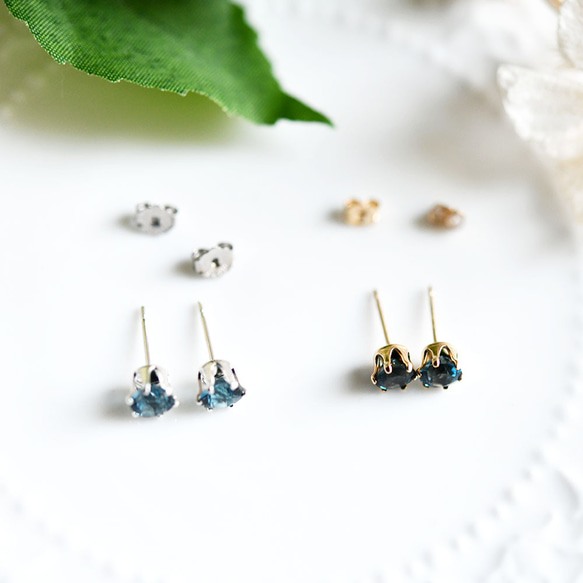 自分に必要なものやチャンスを引き寄せる石　VVSランク ロンドンブルートパーズ スタッドピアス5ｍｍ　11月誕生石 6枚目の画像