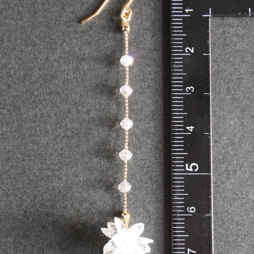 キュービックジルコニア ビーズボール ロングピアス ピアス（フック