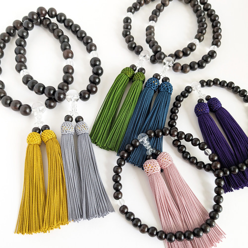 ペア・お揃い・夫婦数珠【念珠2点セット】選べる房の色＊極み