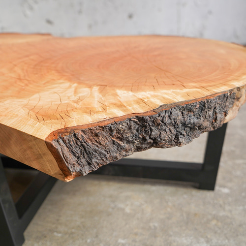 ブラックチェリー　一枚板　ローテーブル 送無＞アメリカンブラックチェリーの一枚板 ローテーブル ローテーブル