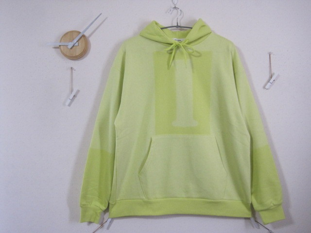 1点 　ドロップショルダー　パーカー　ゼッケン【１】ライム　春/秋/ビタミン/カワイイ