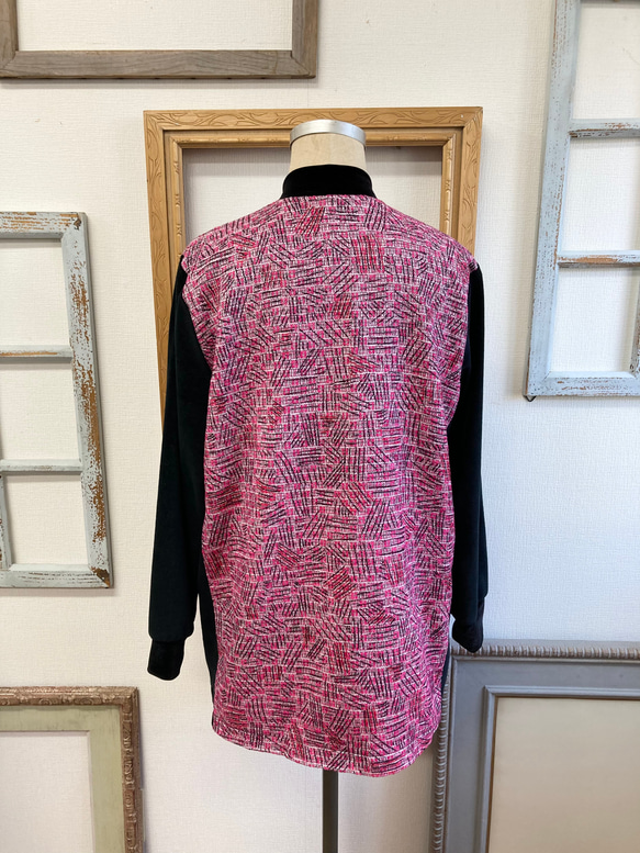 促銷價 ★ 時尚粗花呢 ❤️ 絲絨和粗花呢束腰夾克粉紅色黑色（無尺碼 M） 第8張的照片
