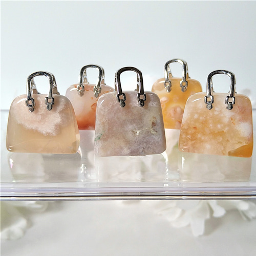 桜瑪瑙（チェリーブロッサム）バッグ型 取っ手付き 1個 天然石