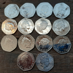 エリザベス女王 イギリス 英国本物50ペンスコイン 14個 2016年~2022年 6枚目の画像