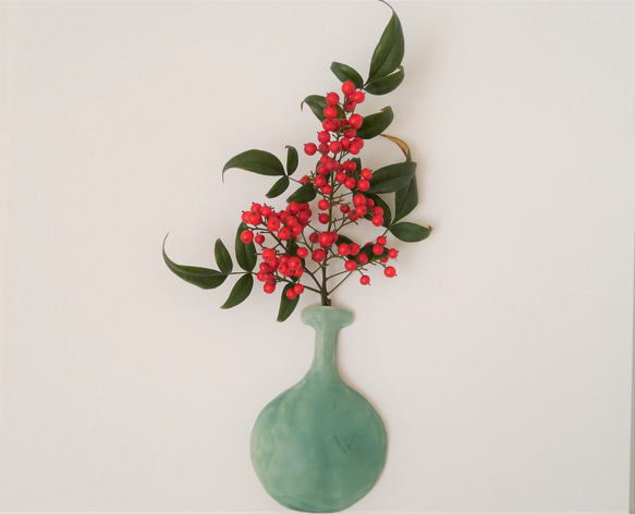 陶器製オリーブグリーン花瓶 Vintage Ceramic Green Flower Vase/ビンテージ 陶器 グリーン