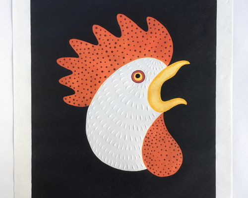 原画】『ンホニの鶏』（ニワトリ、パステル画） 可愛がり