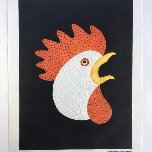 ニワトリ 鶏 木版画 版画 wahee 通販 15314139｜Creema(クリーマ)