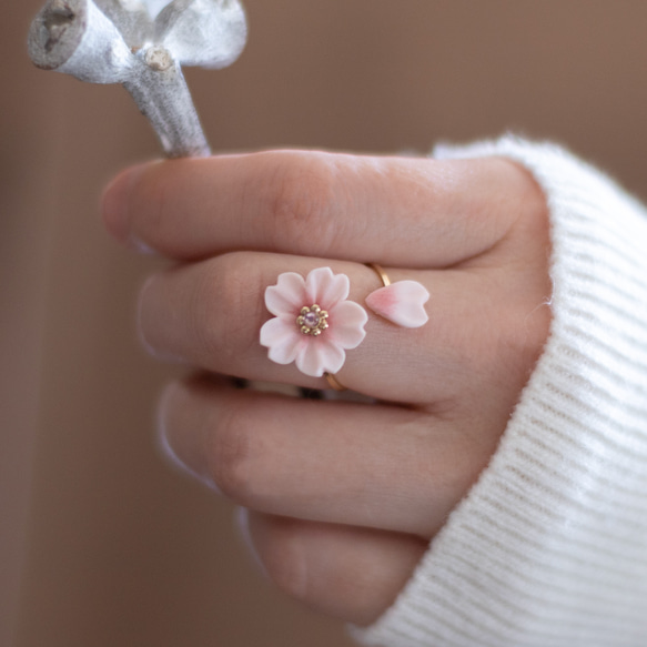 14KGF : 桜散るリング / サイズフリー 2枚目の画像