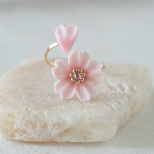 14KGF : 桜散るリング / サイズフリー 3枚目の画像