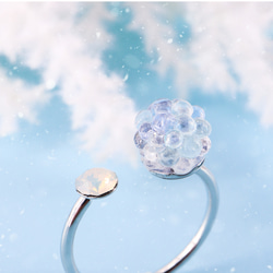 《ガラス》淡雪の金平糖 フォークリング 指輪 ギフト ガラス ガラスフュージング 冬 雪 金平糖 3枚目の画像