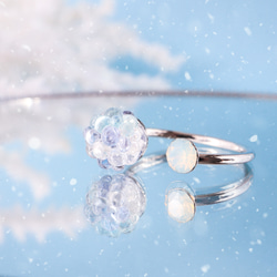 《ガラス》淡雪の金平糖 フォークリング 指輪 ギフト ガラス ガラスフュージング 冬 雪 金平糖 1枚目の画像