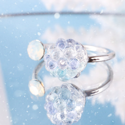 《ガラス》淡雪の金平糖 フォークリング 指輪 ギフト ガラス ガラスフュージング 冬 雪 金平糖 2枚目の画像