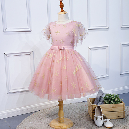 可愛い ハンドメイド 子供服 ロングドレス ピンク プリンセス