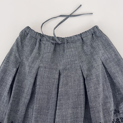 ロングプリーツ刺繍スカート♪綿オックスフォードシャンブレー 7枚目の画像