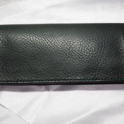 本革 イタリアンレザー（ネブラスカ ダークグリーン）を使った二つ折り  