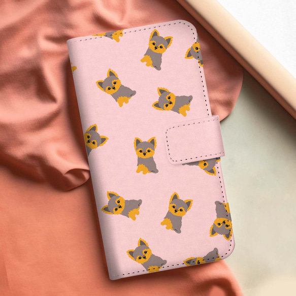 【 ヨークシャテリア パターン柄 】 手帳 スマホケース　犬　うちの子　プレゼント　iPhone & Android 3枚目の画像