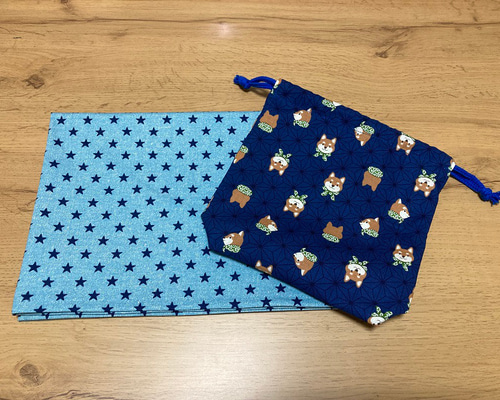 給食セット 40×60 ランチョンマット＆給食袋 ☆045 給食袋 シュナと月