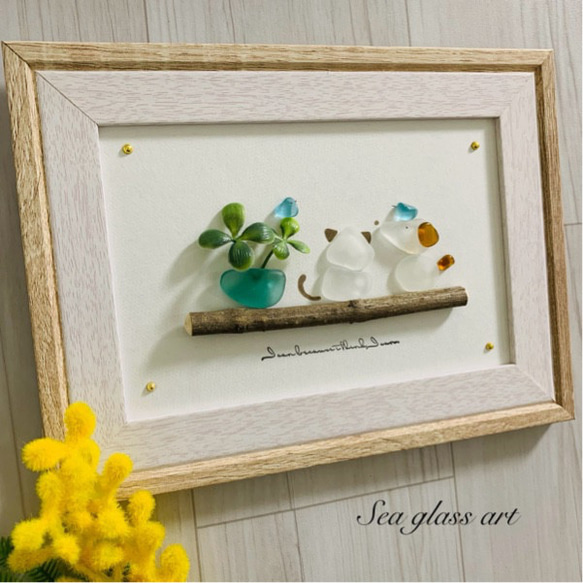 シーグラスアート 海の宝石 北欧 ガラス細工 インテリア雑貨 観葉植物