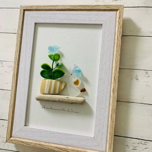 シーグラスアート 海の宝石 北欧 ガラス細工 インテリア雑貨 観葉植物